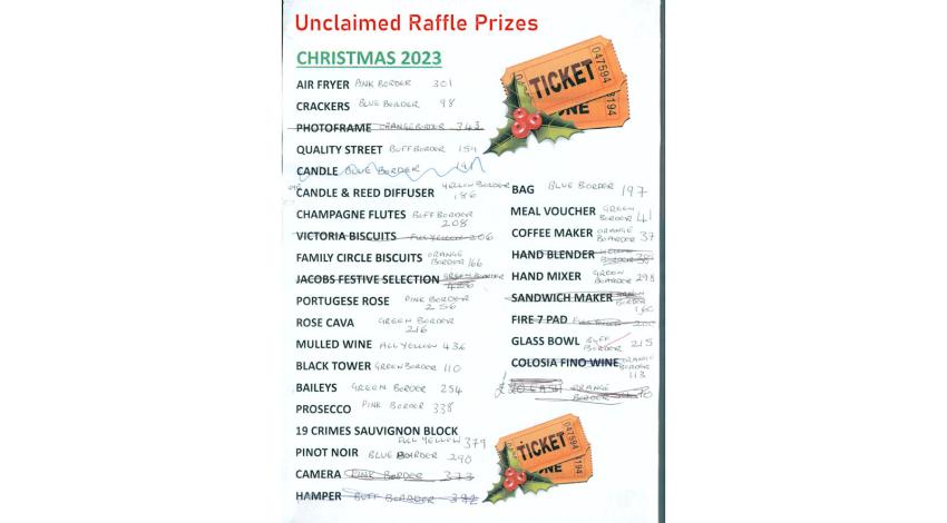 Unclaimed Raffle Prizes Image